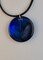 Handcrafted Black, Blue, and White 1.25" Circle Pendant Necklace or Keychain product 1